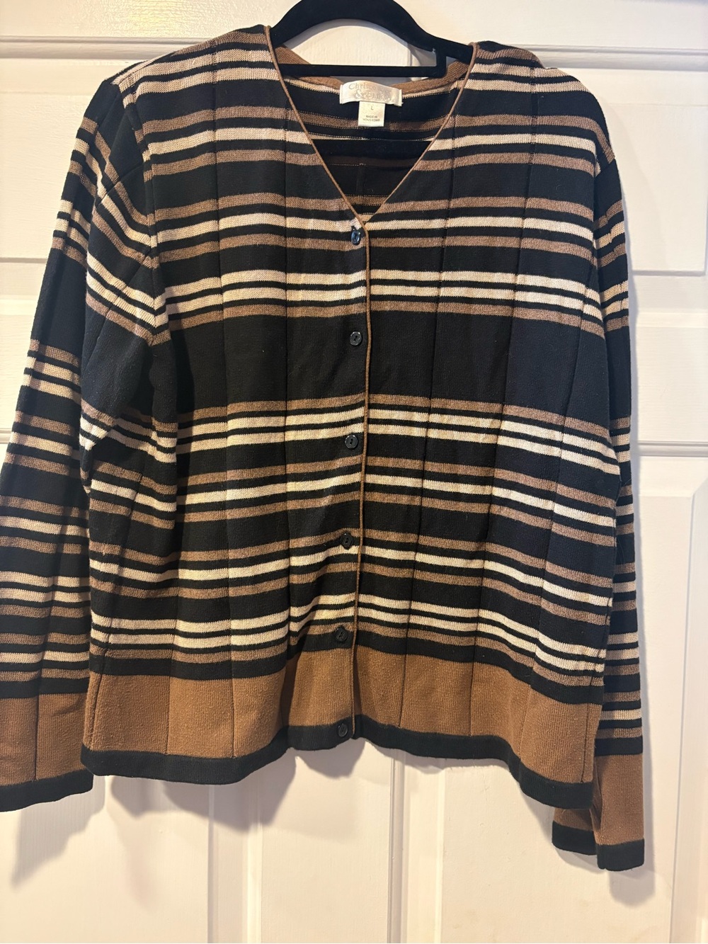 Christopher & Banks brown striped cardigan size L
